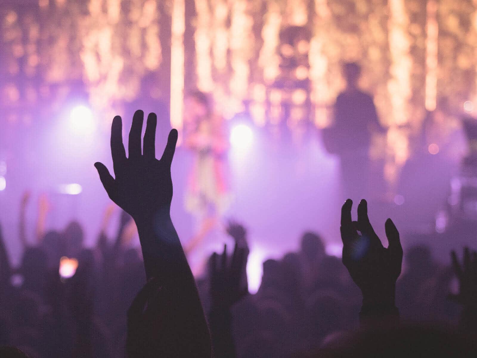 Die Hände gehen hoch im Konzert